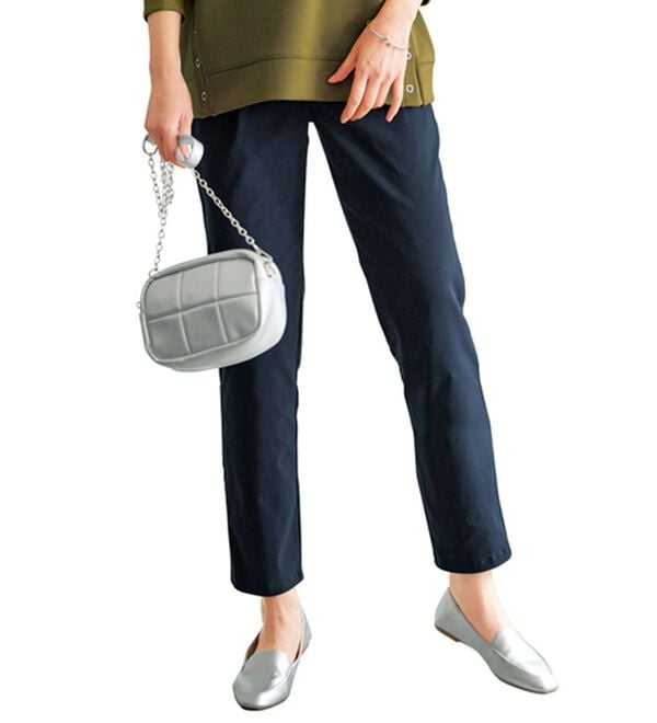 BELLUNA（ベルーナ）の「チノ見えストレッチ素材テーパードパンツ（テーパードパンツ）」｜ネイビー