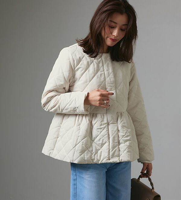 Pierrot（ピエロ）の「ノーカラーフレアキルティングブルゾン（ブルゾン）」｜詳細画像