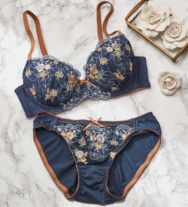 YU'NOW（ユナウ）の「ｔｏ　ｍｅｅブラ＆ショーツ（ブラジャー＆ショーツセット）」｜ネイビー系