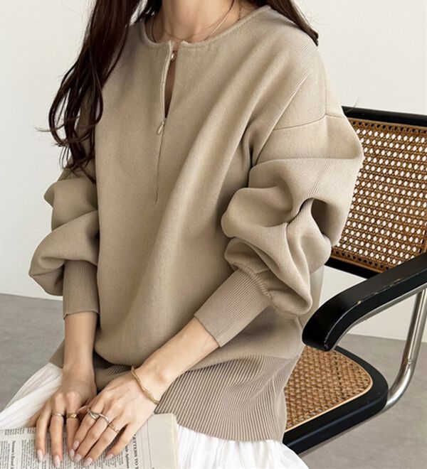 GeeRA（ジーラ）の「ハーフジップニットプルオーバー（ニット・セーター）」｜詳細画像