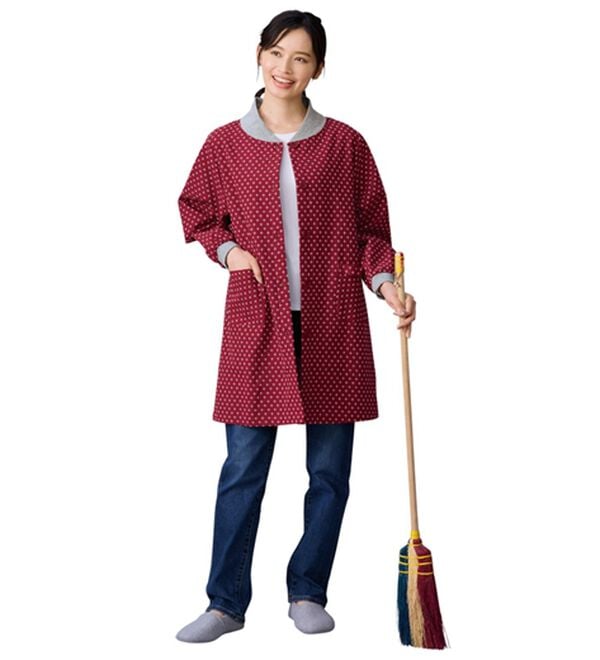 LAVIENNE（ラヴィエンヌ）の「刺し子風柄前開きあったかかっぽうチュニック（パジャマ・ルームウェア）」｜詳細画像