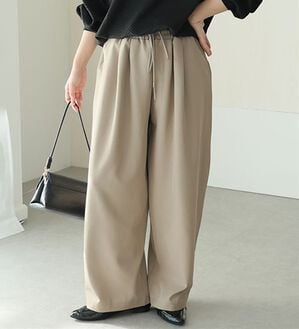 A HAPPY MARILYN（アハッピーマリリン）の「【Ｍ～６Ｌ】ラクして高見え！着痩せとろみイージーパンツ（フルレングスパンツ）」｜ベージュ