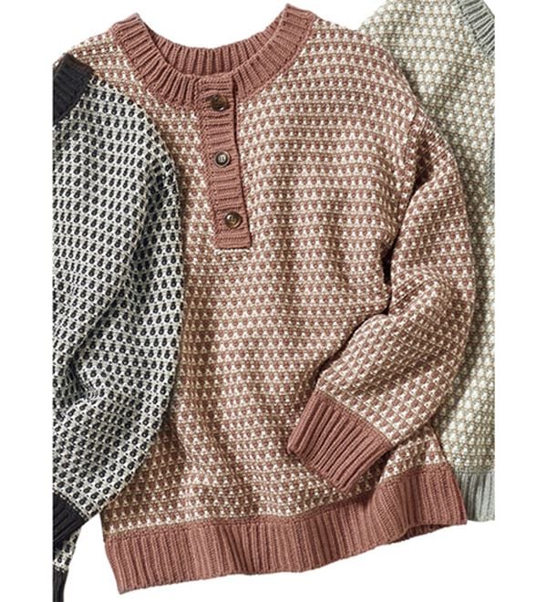 BELLUNA（ベルーナ）の「前後２ＷＡＹで着られるカラフルニット（ニット・セーター）」｜アプリコット系