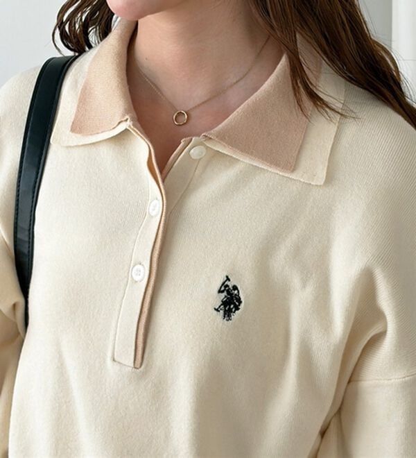 GeeRA（ジーラ）の「【Ｕ．Ｓ．ＰＯＬＯ　ＡＳＳＮ．】バイカラーポロ衿ニット（ニット・セーター）」｜詳細画像