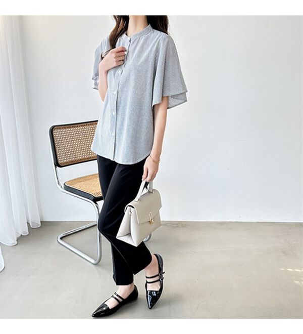 GeeRA（ジーラ）の「フレアー袖バンドカラーブラウス（ブラウス）」｜詳細画像