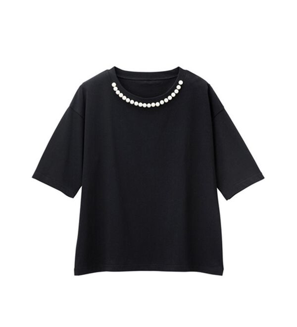 GeeRA（ジーラ）の「コットン天竺パール付デザイントップス（Tシャツ）」｜詳細画像