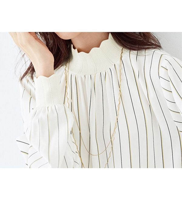 BELLUNA（ベルーナ）の「衿＆袖ニット使い美人顔ブラウス（ブラウス）」｜詳細画像