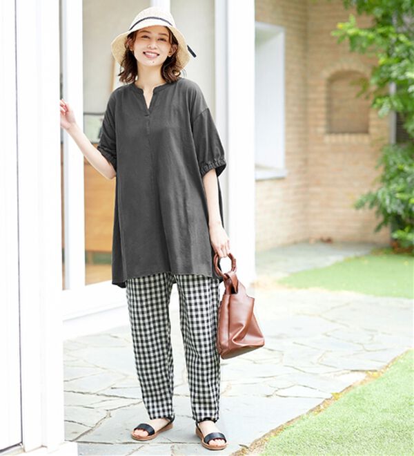 Viola e Viola（ヴィオラ エ ヴィオラ）の「【５つの機能付】スキッパーゆるドルマンチュニック（チュニック）」｜詳細画像