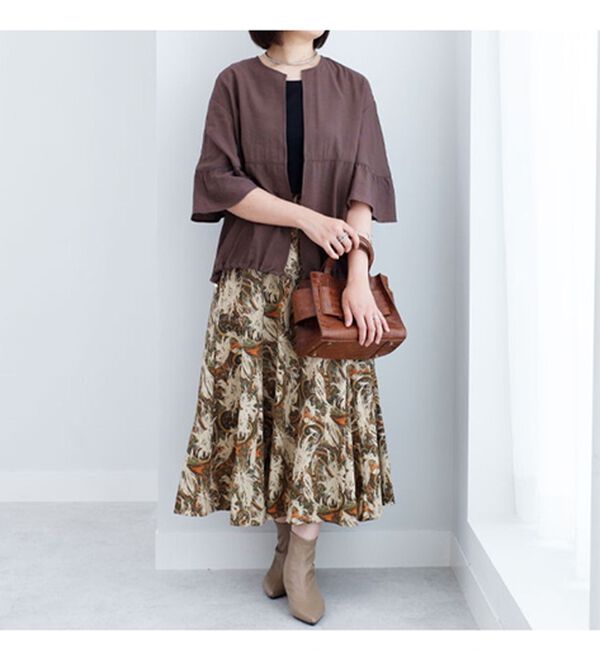 BELLUNA（ベルーナ）の「ビンテージ素材袖フリル使いシアーブルゾン（ブルゾン）」｜詳細画像