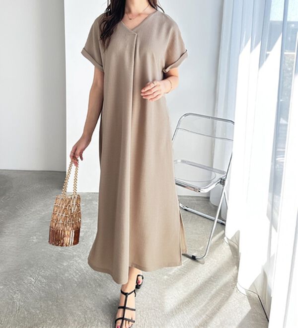 GeeRA（ジーラ）の「ひんやり快適！ジャカードスキッパーワンピ（カットソーワンピース）」｜詳細画像