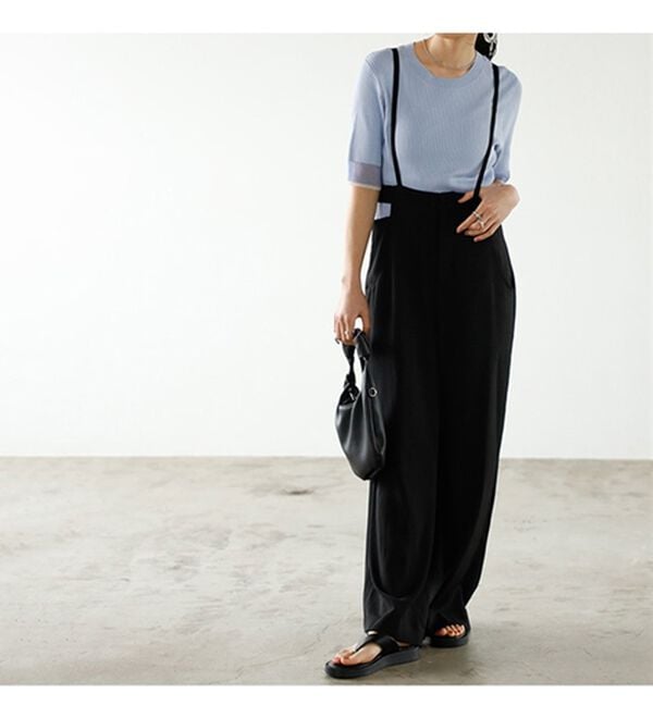 GeeRA（ジーラ）の「サイドカットアウトサス付ハイウエストパンツ（オールインワン）」｜詳細画像