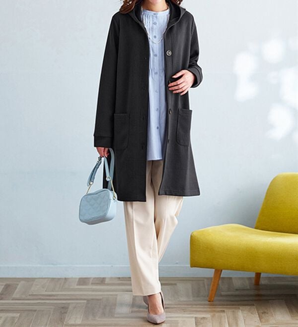 BELLUNA（ベルーナ）の「ボーダージャカード素材フードカーディガン（その他ジャケット）」｜詳細画像