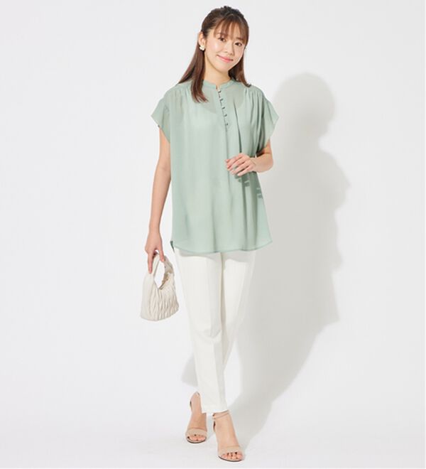 alotta（アロッタ）の「楊柳素材クルミボタンチュニックブラウス（チュニック）」｜詳細画像