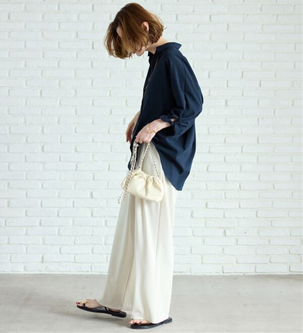 BELLUNA（ベルーナ）の「【吸水速乾】イージーケア！袖リボンシャツチュニック（チュニック）」｜詳細画像