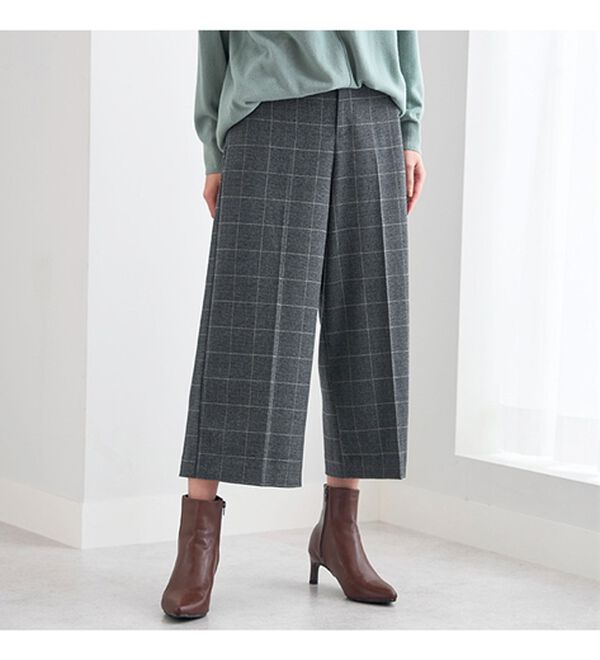 BELLUNA（ベルーナ）の「サマ見え（スーパーウォーム）ウール調センタープレスクロップドパンツ（クロップドパンツ）」｜詳細画像