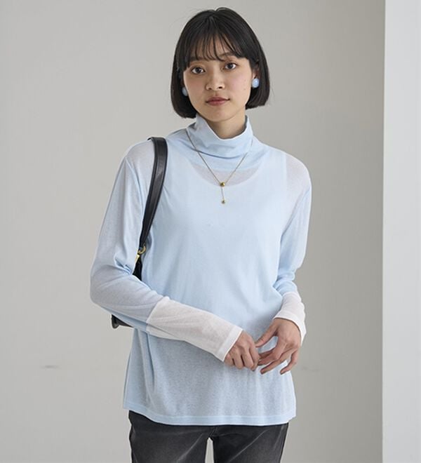 BELLUNA（ベルーナ）の「綿１００％配色シアープルオーバー（カットソー）」｜詳細画像
