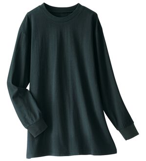 BELLUNA（ベルーナ）の「夏でも着られる強撚綿１００％長袖プルオーバー（カットソー）」｜ブラック