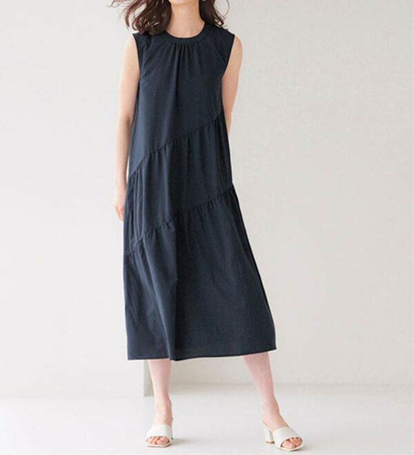 RANAN（ラナン）の「ひんやり裏地付！ななめティアードワンピ（その他ワンピース）」｜詳細画像