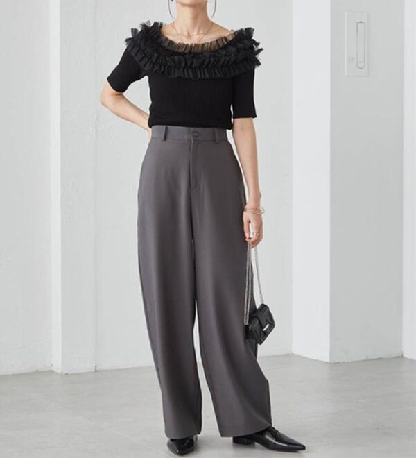 RANAN（ラナン）の「チュールフリルオフショルニット（ニット・セーター）」｜詳細画像