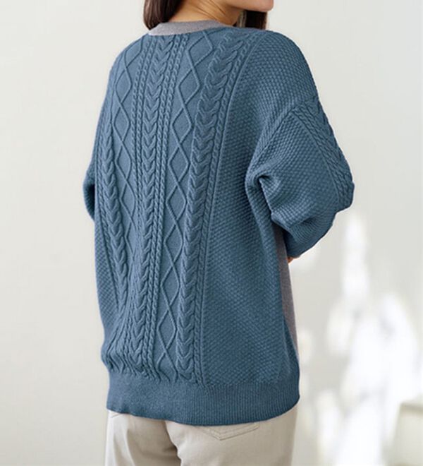 BELLUNA（ベルーナ）の「【２枚組】編地切替配色デザインニットプルオーバー（ニット・セーター）」｜詳細画像