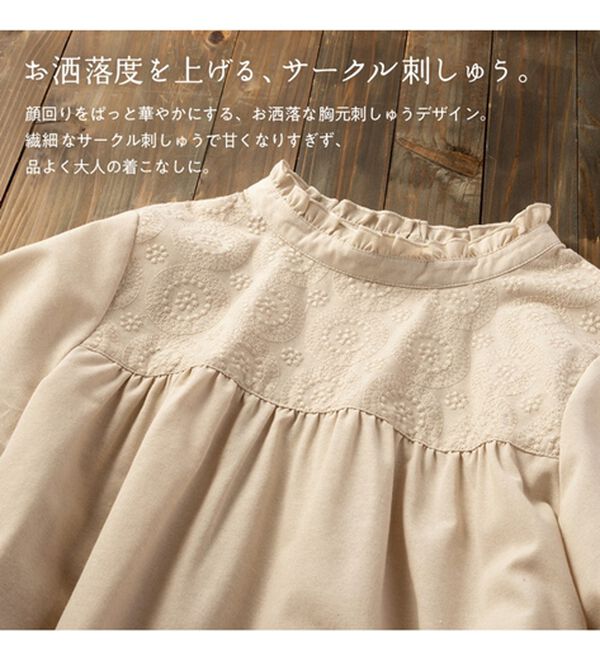 Viola e Viola（ヴィオラ エ ヴィオラ）の「サークル刺しゅうフリル衿ブラウス（ブラウス）」｜詳細画像