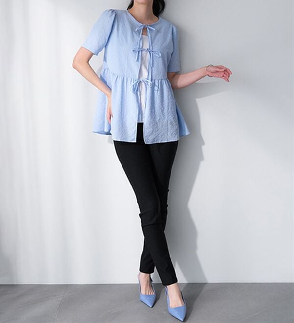 RANAN（ラナン）の「ひんやり！前後２ＷＡＹリボンデザインブラウス（ブラウス）」｜詳細画像