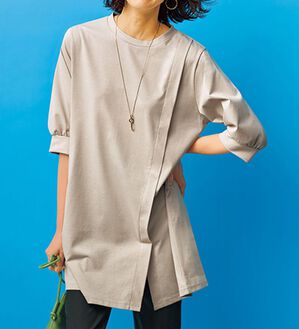 BELLUNA（ベルーナ）の「汗ジミ対策！スリットデザインチュニック（チュニック）」｜トープ