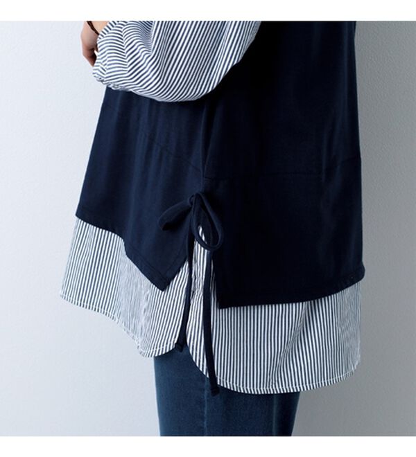 BELLUNA（ベルーナ）の「サイドリボン使いシャツフェイクチュニック（チュニック）」｜詳細画像