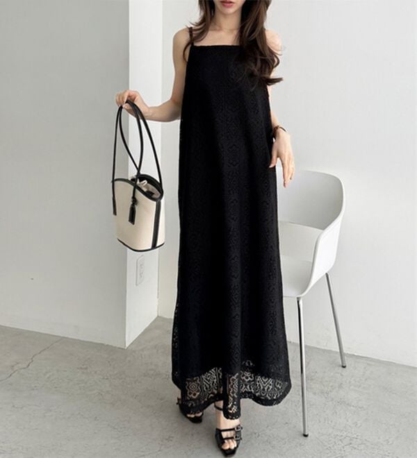 GeeRA（ジーラ）の「前後２ＷＡＹパネルレースキャミワンピース（その他ワンピース）」｜詳細画像