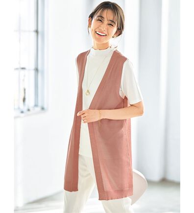 BELLUNA（ベルーナ）の「メッシュ編涼やかジレアンサンブル（ジレ）」