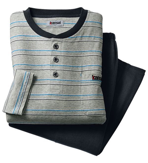 「【２着組】＜カンサイ＞接触冷感ボーダーパジャマ（メンズルームウェア）」｜詳細画像