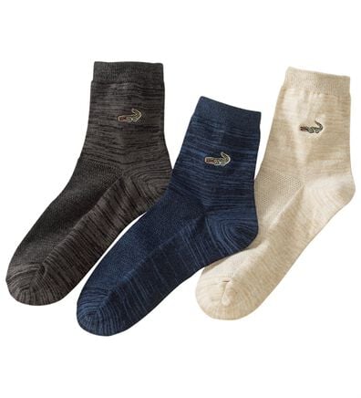 「【３足組】＜クロコダイル＞さらっと快適！杢調ソックス（メンズ靴下・タイツ）」