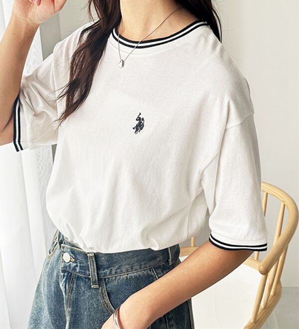 GeeRA（ジーラ）の「【ＵＳ．ＰＯＬＯ．ＡＳＳＮ】ライン配色Ｔシャツ（Tシャツ）」｜詳細画像