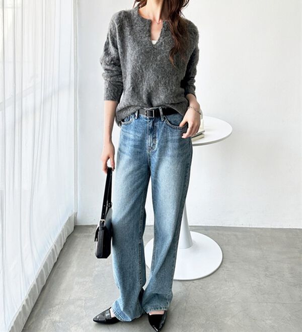 GeeRA（ジーラ）の「キーネック起毛ゆるニット（ニット・セーター）」｜詳細画像