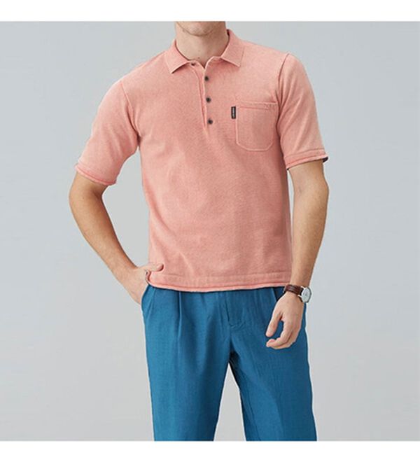 「＜イネド＞ヴィンテージ加工のニットポロ（メンズポロシャツ）」｜詳細画像