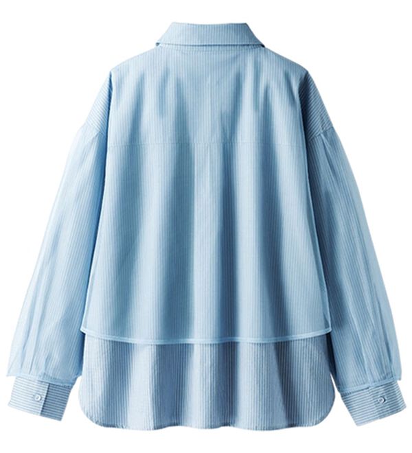 BELLUNA（ベルーナ）の「華やぎチュール重ねシャツブラウス（ブラウス）」｜詳細画像