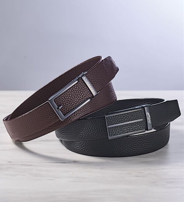 「【２本組】＜クロコダイル＞高級一枚仕立て千鳥無双ベルト（メンズベルト）」｜2本組