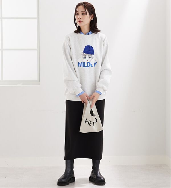 BELLUNA（ベルーナ）の「ニット帽ネコ裏起毛プルオーバー（カットソー）」｜詳細画像