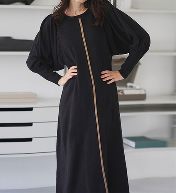 RANAN（ラナン）の「ボリューム袖アウトシームニットワンピース（ニットワンピース）」｜詳細画像