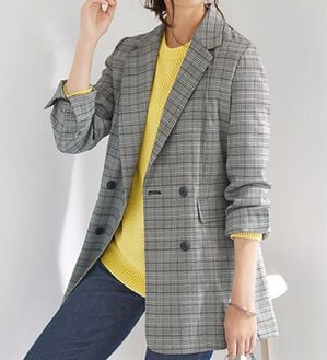 BELLUNA（ベルーナ）の「羽織るだけできちんと見え！チェック柄テーラードジャケット（テーラードジャケット）」｜グレー系