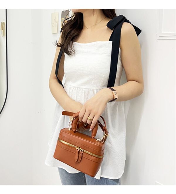 GeeRA（ジーラ）の「バイカラーぽこぽこリボンビスチェ（ブラウス）」｜詳細画像