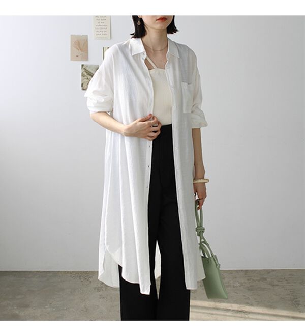 GeeRA（ジーラ）の「スリット入りロングシャツワンピース（シャツワンピース）」｜詳細画像