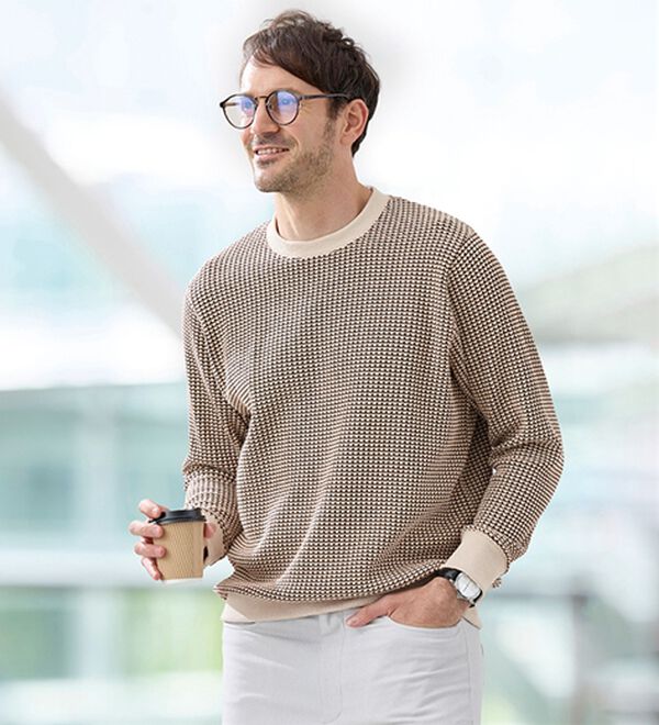 「＜コムルヴァン・オム＞セーター感覚の上品トレーナー（メンズトレーナー）」｜詳細画像