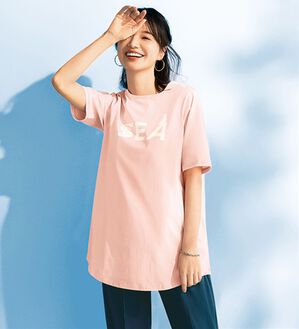 BELLUNA（ベルーナ）の「＜ＳＥＡ　ＢＲＥＥＺＥ＞ひんやり冷感！プリントチュニック（チュニック）」｜ポッピンフラワー(ピンク)