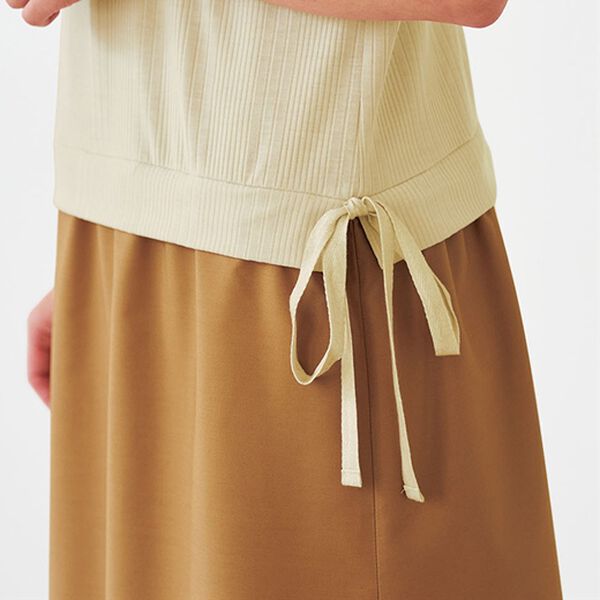 BELLUNA（ベルーナ）の「秒映え！異素材切替サイドリボン使いワンピース（ドッキングワンピース）」｜詳細画像