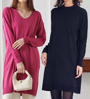 RANAN（ラナン）の「カシミヤタッチニットチュニックワンピース（チュニック）」｜詳細画像