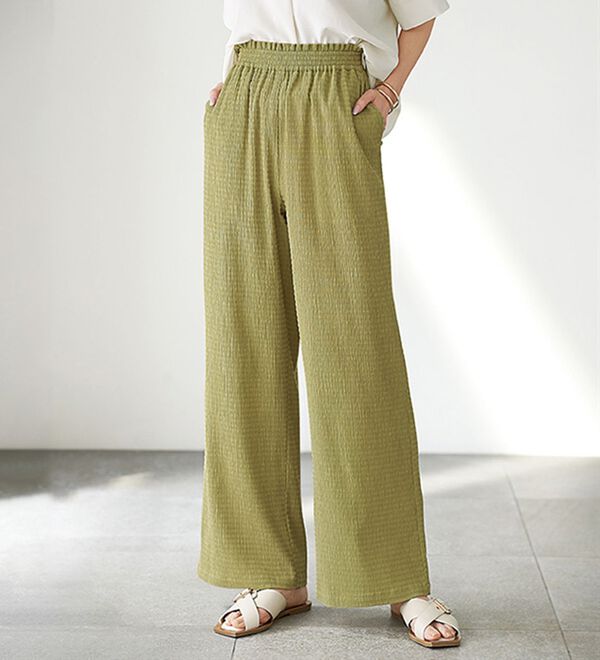 BELLUNA（ベルーナ）の「サラっと素材イージーパンツ（ワイドパンツ・ガウチョ）」｜詳細画像