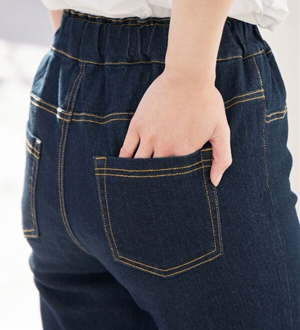 Viola e Viola（ヴィオラ エ ヴィオラ）の「のび心地すっきり楽ちんデニムチュニックパンツ（フルレングスパンツ）」｜詳細画像