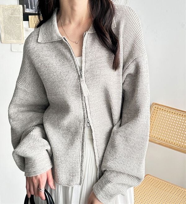 GeeRA（ジーラ）の「ダブルジップニットカーデ（ニットカーディガン）」｜詳細画像