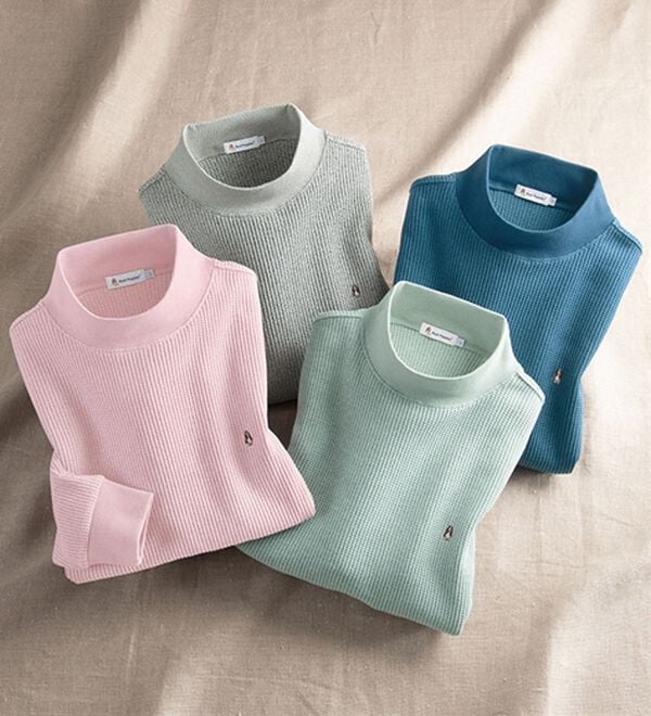 「＜ハッシュパピー＞杢調ワッフル地ハイネックトレーナー（メンズトレーナー）」｜詳細画像